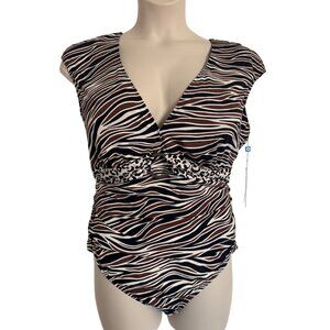 Bleu Rod Beattie One Piece Swimsuit Size 22W Pecan Padded NWT $135 Animal Print